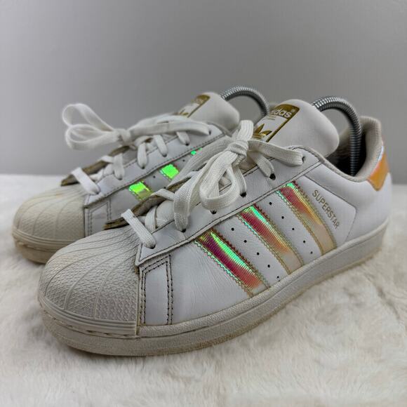 Adidas Superstar Low Youth White Iridescent Size 7 - Picture 1 of 9